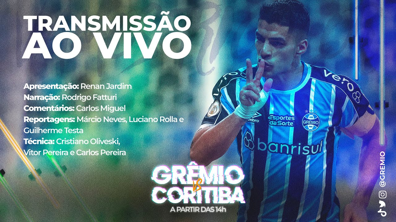 ASSISTIR CORITIBA X GRÊMIO AO VIVO ONLINE GRÁTIS COM IMAGEM HOJE, 01/11?  CORITIBA X GRÊMIO onde assistir? Veja transmissão do CORITIBA X GRÊMIO HOJE  AO VIVO no