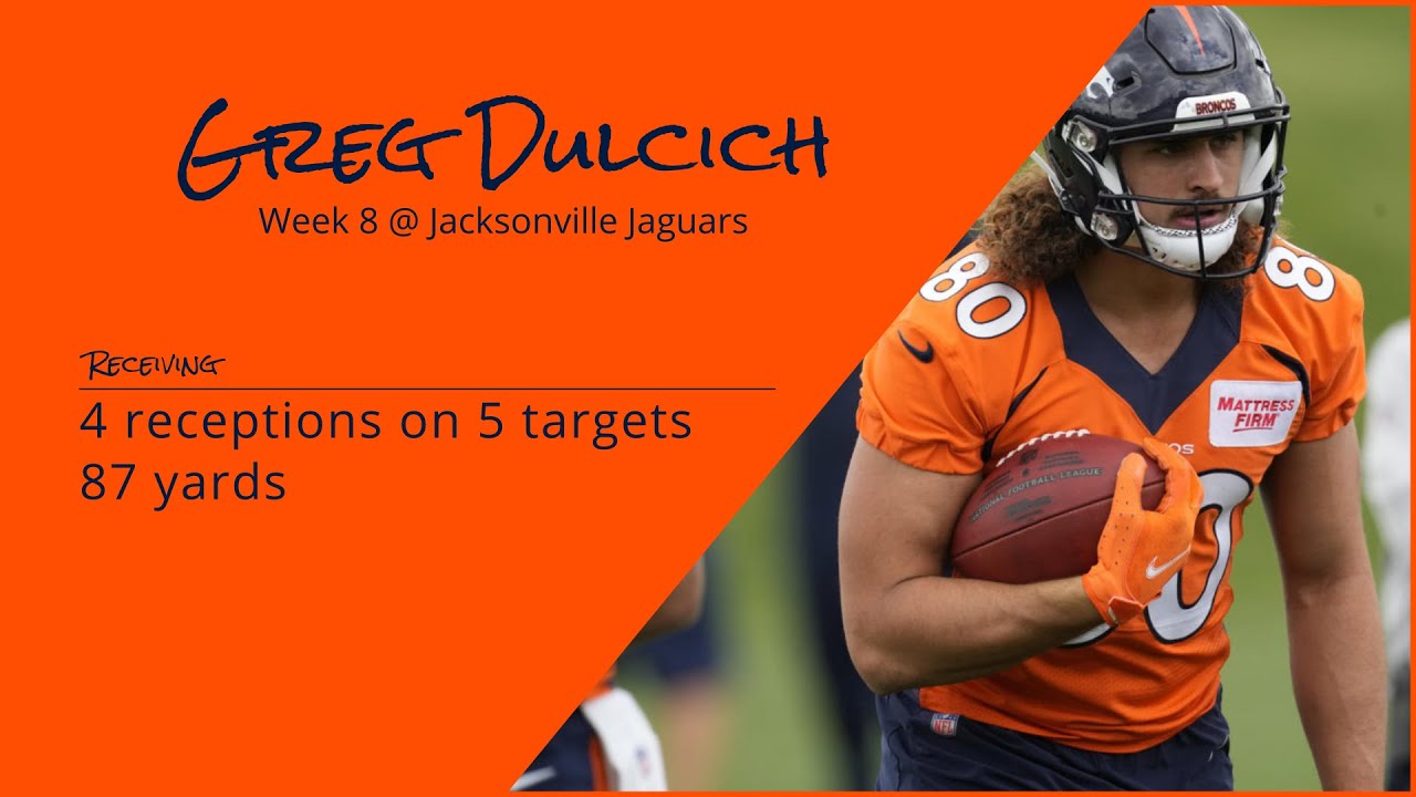 Greg Dulcich TE Denver Broncos Every target and catch 2022 Week 8