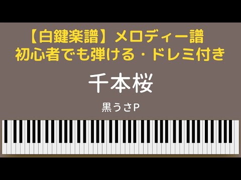 【白鍵楽譜】「千本桜」黒うさP　初音ミク　簡単楽譜