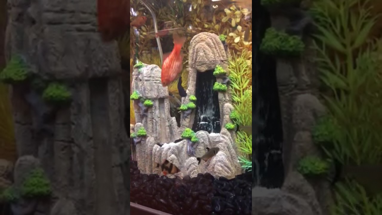 Dual Rock Sand Air Fountain Waterfall Aquarium Fish Tank Ornament