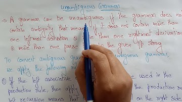 Unambiguous grammar  | Introduction | TOC | Lec-62 | Bhanu Priya