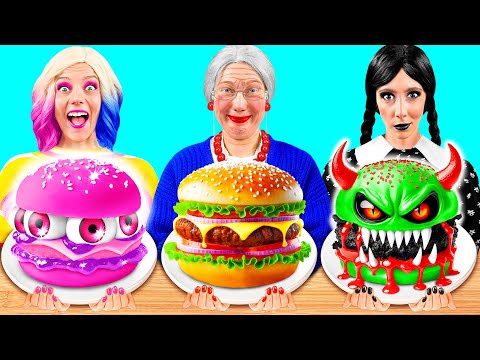 Wednesday مقابل جدتي في تحدي تحضير الطعام | حرب الطعام المضحكة Fun Teen