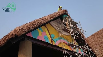 Hoàn thiện thi công mái lá nhân tạo | mái lá nhựa nguyên sinh