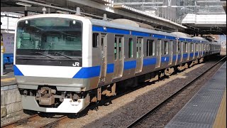 E531系3000番台カツK553編成が普通土浦行きとして勝田駅3番線から発車するシーン(626M)2025.11.23