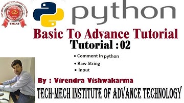 Python Basic to Advance Tutorial : 02 (  Escape Sequence, Comment in Python, Raw String, Input )