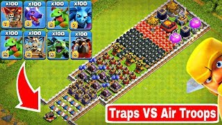 Who Can Survive This Difficult Trap on COC? Trap VS Air Troops #2