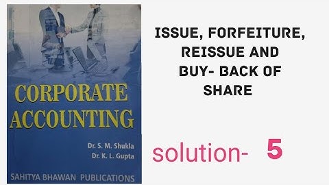 question-5 corporate accounting | issue, forfeiture, reissue and buy- back of shares |bcom 3rd year