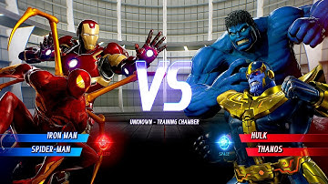 Iron Man & Spider-Man Vs Hulk & Thanos [ Very Hard AI] | Marvel vs Capcom: Infinite