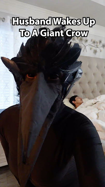 Husband wakes up to a GIANT CROW! 😂🫨💀 #shortsviral #funnyshorts #shortvideo