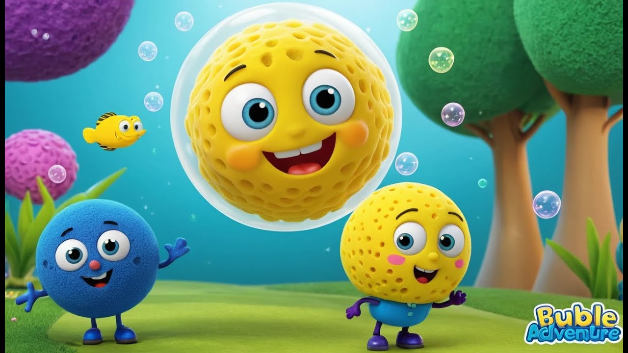 Yellow Sponge Bubble Went Pop 🟡🫧 | 3D Animated Nursery Rhyme for Kids