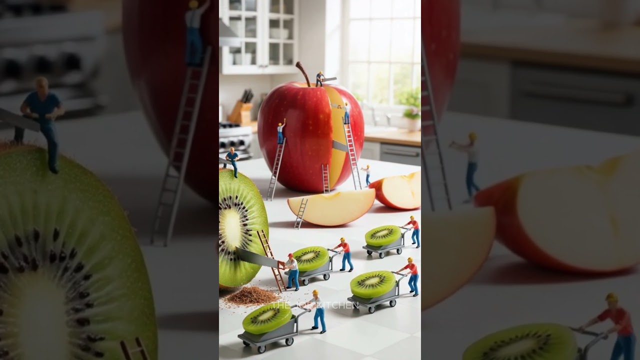 🍓🥗 Giant Fruit Salad Made by Miniature Workers! | Miniature Food Construction