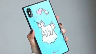 Pegasus Juniors Cute Unicorn Square Tempered Glass Case For iPhone Series screenshot 5