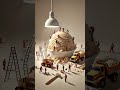Tiny Workers Sculpt a Giant Ice Cream Mountain! 🚀 🍦🏗️ #Shorts #tinyworkers
