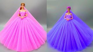 Barbie Elbise Yapımı | DIY |Dikişsiz kendin yap ~ 5 Dakikada hallet- Barbie Crafts