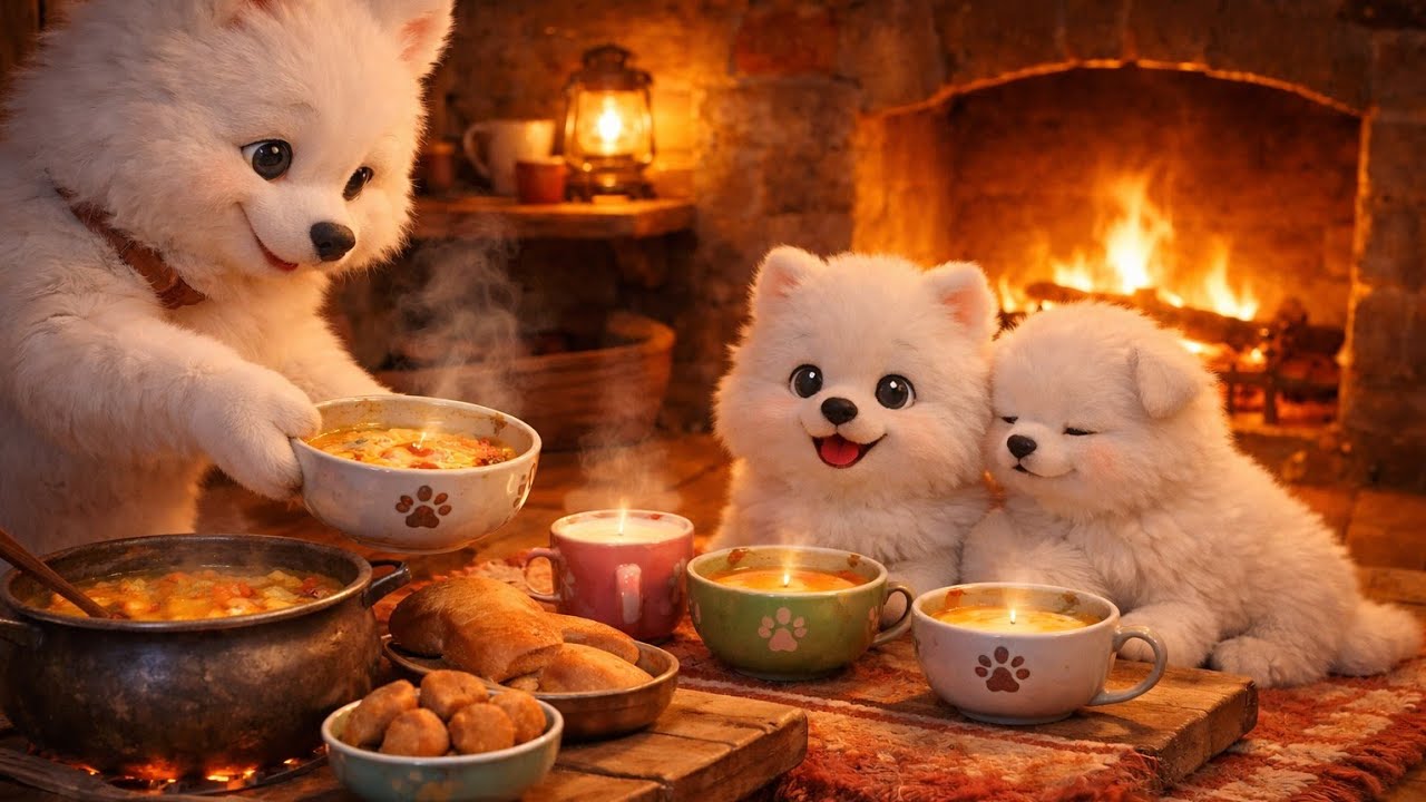 Puppy Mom Cooks Dinner In Winter Snowfall For Her Babies 🐾❣Heartwarming Special Soup ! 