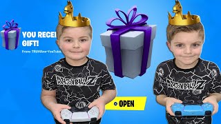 GIFTING My 2 Kids ANYTHING They Want CHALLENGE. My Kids Give Away Their GOLD Fortnite Winning Crown