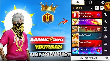 ADD V BADGE YOUTUBER IN MY FRIENDLIST 😳 HARD CHALLENGE - GARENA FREE FIRE