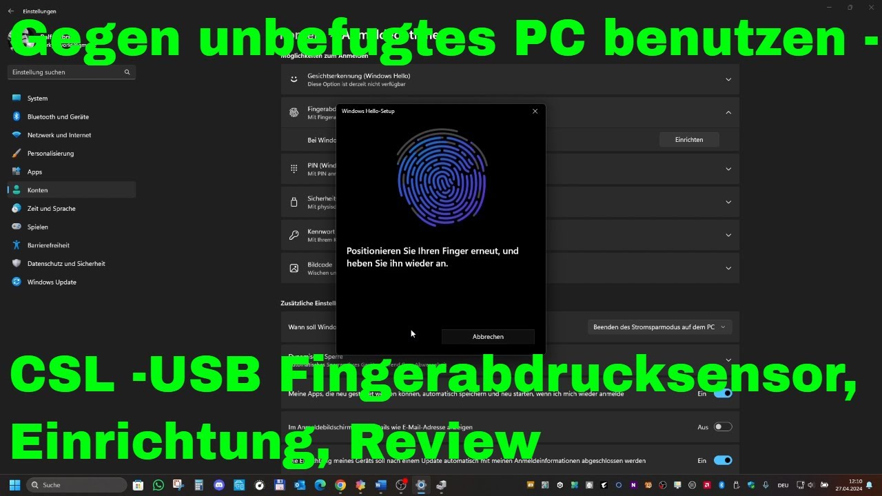 Gegen unbefugtes PC benutzen -CSL -USB Fingerabdrucksensor, Einrichtung, Review