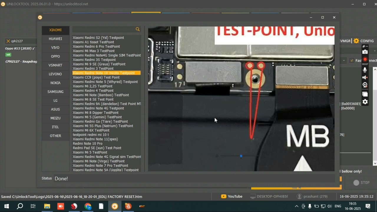 Redmi note10 test point