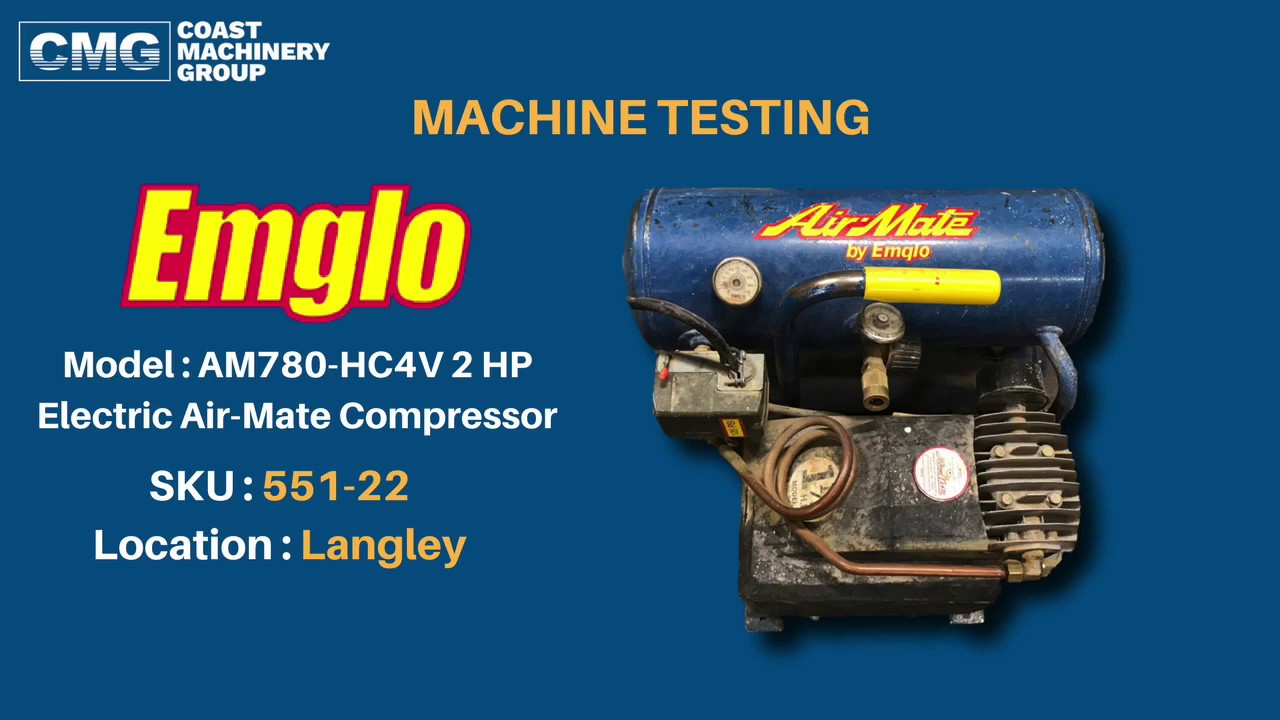 EMGLO 1 5 HP ELECTRIC AIR MATE COMPRESSOR - YouTube