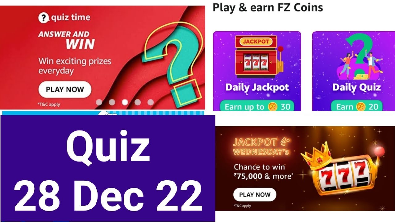 Daily Amazon Quiz Time// Wednesday Jackpot Quiz/Funzone Coins Quiz 28