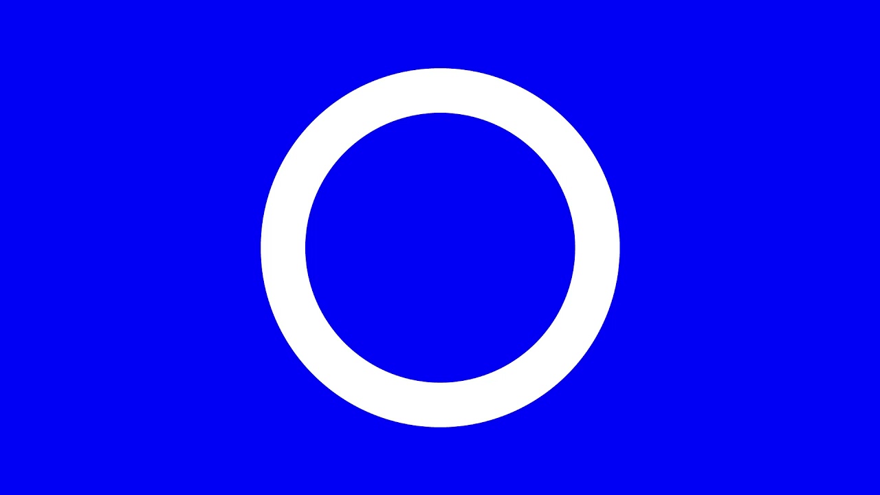 BLAUW SCHERM # 0000FF HOEPEL, WITTE CIRKEL RING 1 UUR