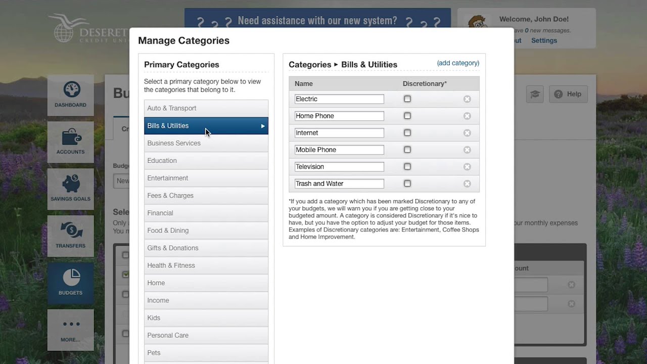 Deseret First Online Banking Budget Widget Tutorial