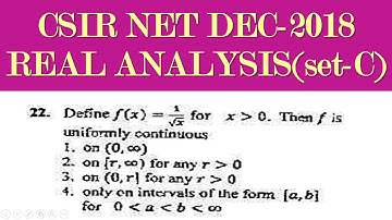 UNIFORM CONTINUITY OF 1/√x|CSIR NET DEC-2018 MATHS|QUESTION 22(BOOKLET-B)|REAL ANALYSIS