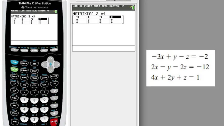TI-84 Tutorial - Solving for 3 Variables using the RREF Feature (in Matrix Menu)