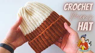 Crochet Basic Beanie With Two Colours / Men's Hat