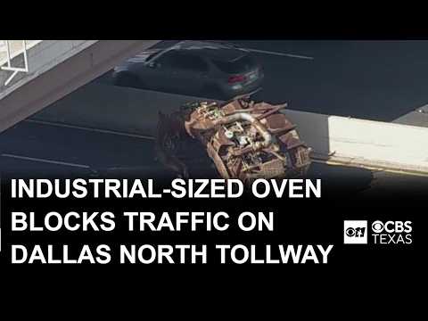 Large debris blocks southbound Dallas North Tollway near LBJ, slowing traffic