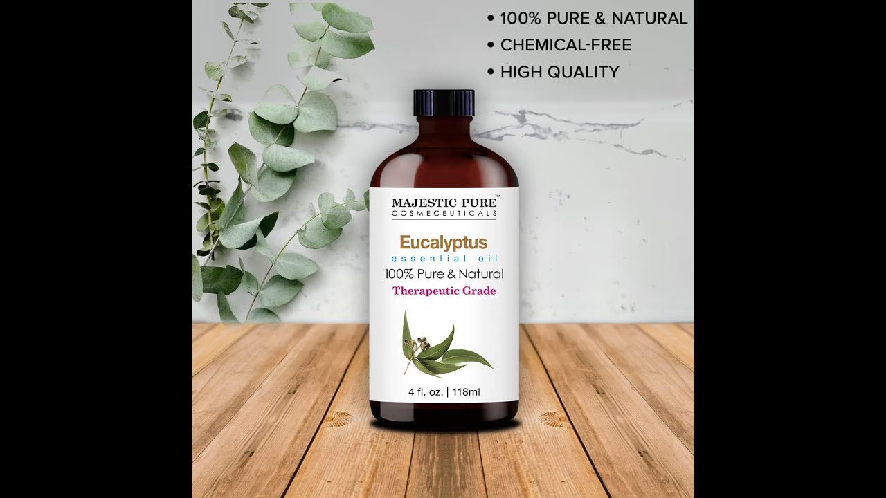 MAJESTIC PURE Eucalyptus Essential Oil, Therapeutic Grade, Pure and Natural Premium Quality Oil, 4 f