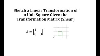 Sketch a Linear Transformation of a Unit Square Given the Transformation Matrix (Shear) Profile