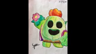 brawl stars spike drawing freehand