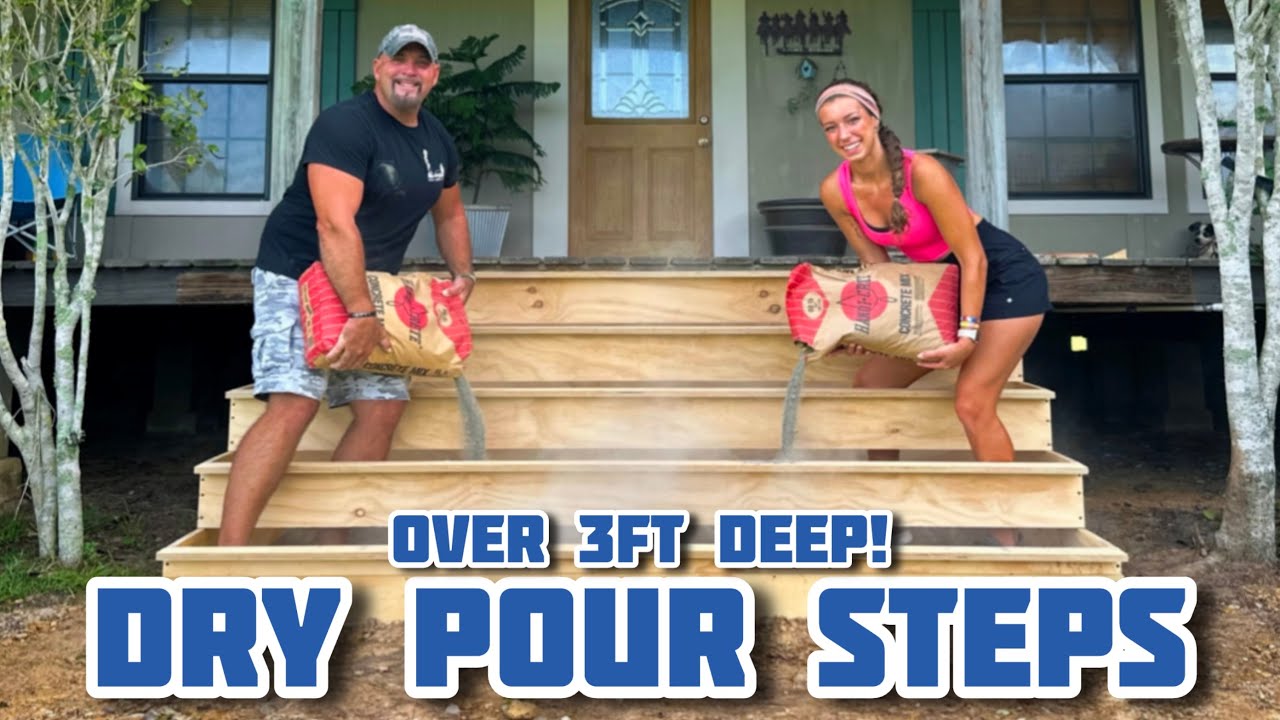 СУХАЯ ЗАЛИВКА БЕТОННЫХ СТУПЕНЕЙ | Самая толстая сухая заливка, когда-либо сделанная!