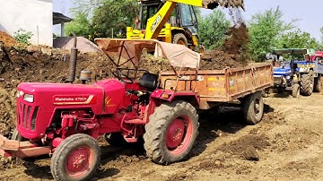 JCB 3DX Loading Mud In Tractor | Mahindra 475 Di And Powertrac 439 Ds | Jcb And Tractor Video