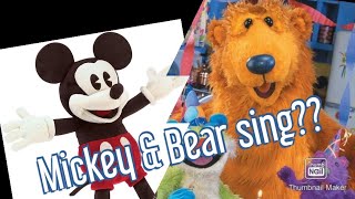 Disney Folkmanis Mickey Mouse Sings With Bear In The Bi