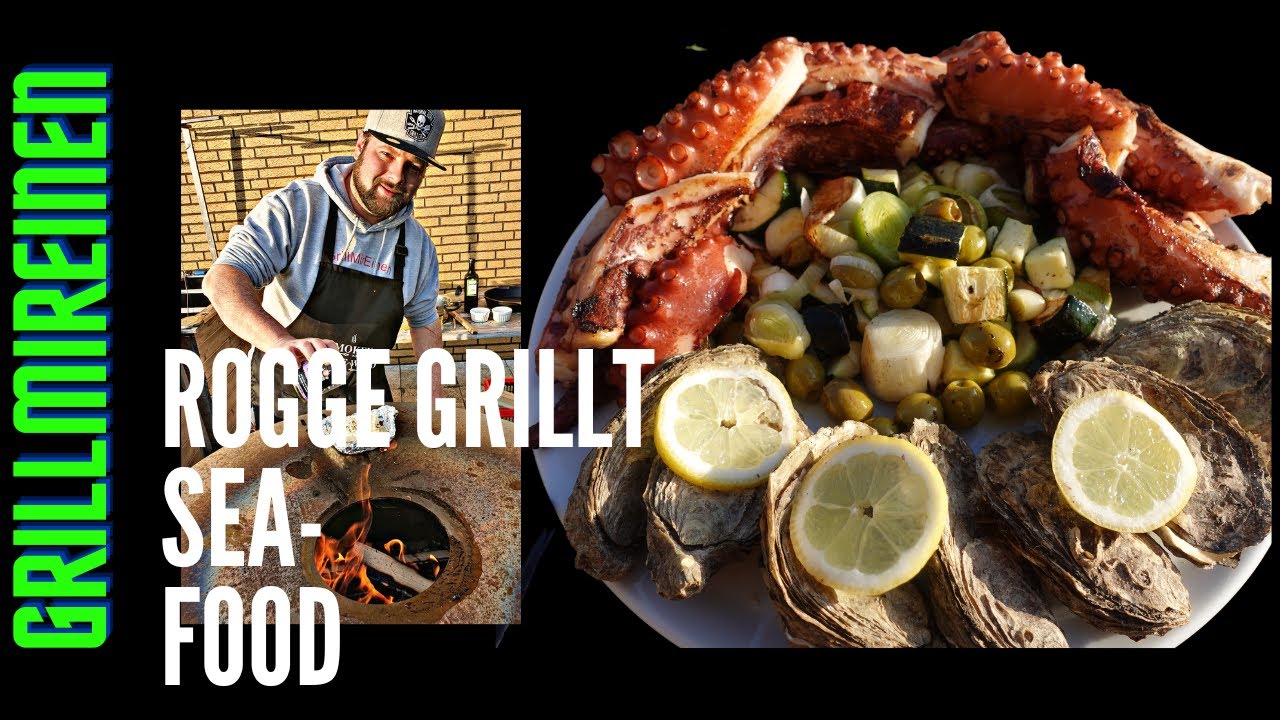 Gegrilltes Seafood / Austern - Sylter Royal - gesmoked / Oktopus und Jakobsmuscheln