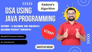 Kadane's Algorithm | DSA Using Java Programming | Suraj Sir #kadane #placement #coding #leadsoft