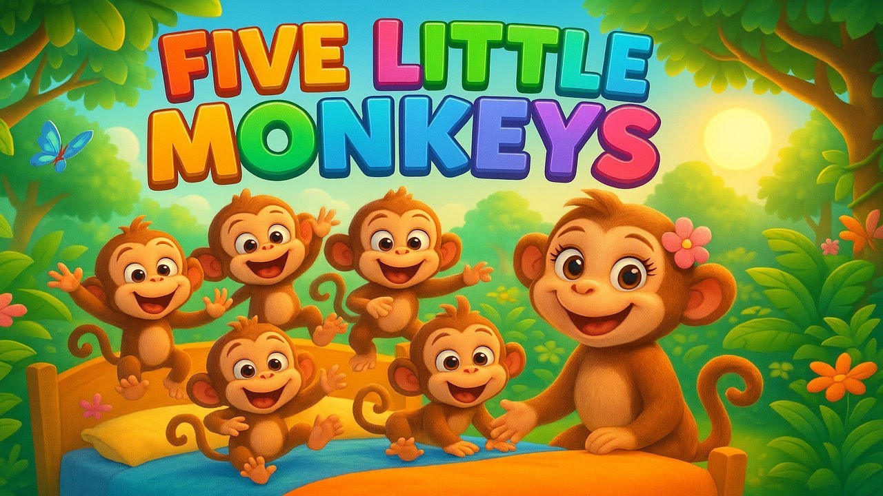 Five Little Monkeys | Animated Nursery Rhyme & Counting Song for Kids ...