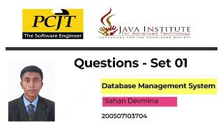 Question Set 01 | Database Management System | Java Institute