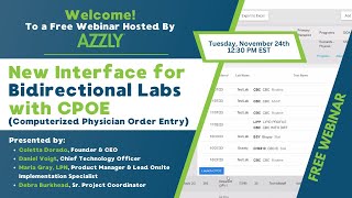 AZZLY® Rize™ New Interface for Bidirectional Labs with CPOE (Computerized Physician Order Entry)