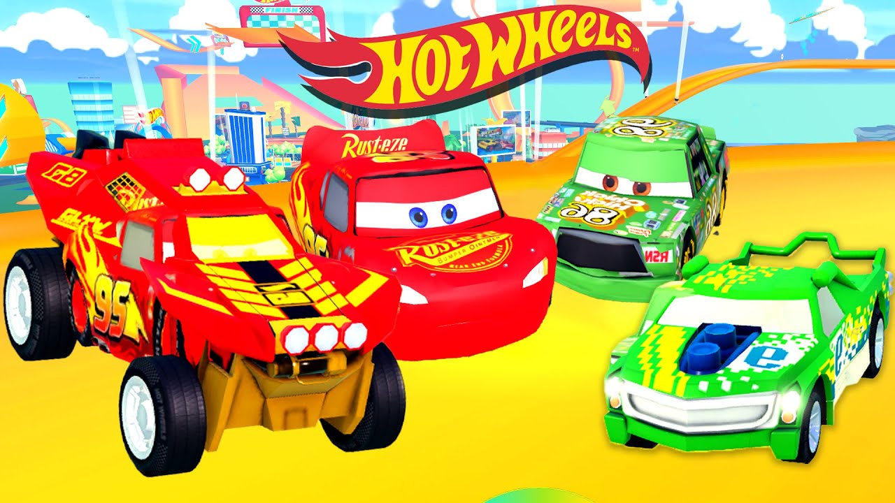 Lightning McQueen Play Hot Wheels Open World in Roblox! Crazy Race RP Adventure