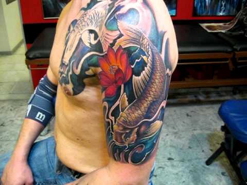 Crazy Ink Tattoo Neuwied / Koblenz Koi Halfsleeve - YouTube