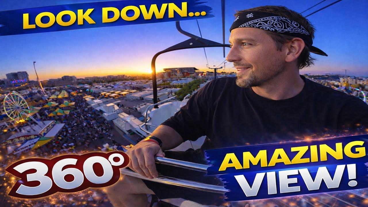 360° GONDOLA RIDE Over the Carnival in VR ~ Relaxing Aerial Theme Park View