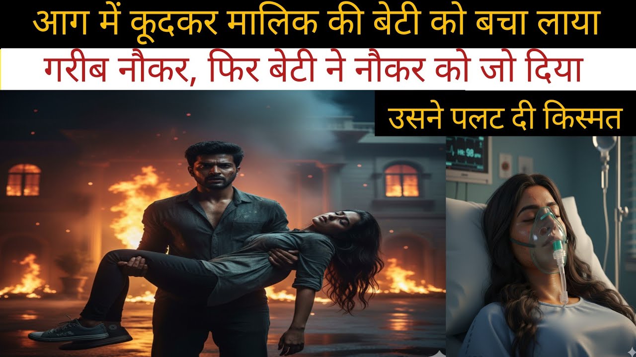 🔥आग में कूदकर मालिक की बेटी को बचा लाया गरीब नौकर, फिर बेटी ने नौकर को जो दिया 🔥 उसने पलट दी किस्मत 