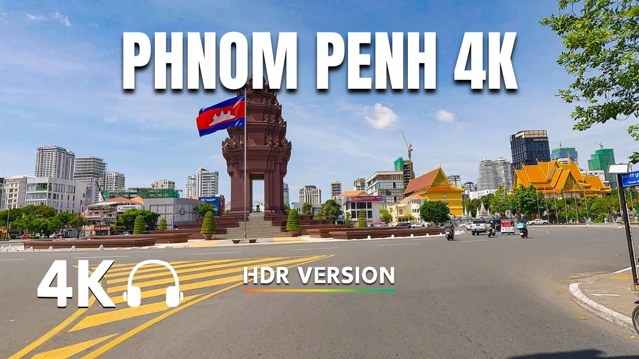 Beautiful place in Phnom Penh City | Cambodia Scenic Drive | 4K HDR