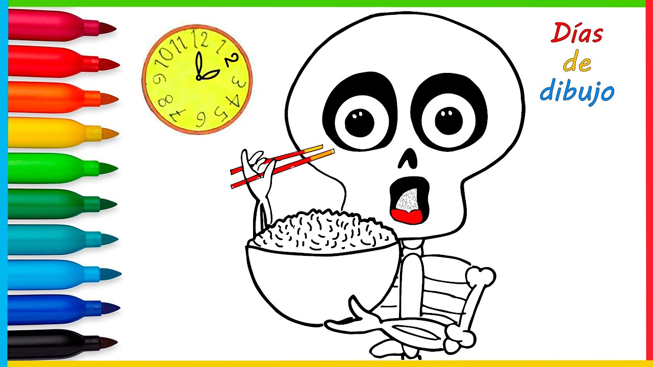 Dibuja Y Colorea La Calavera Cuando El Reloj Marca las dos 💀 Las Calaveras Salen De Su Tumba 💀