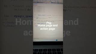 php home page and php action page of Registration form
