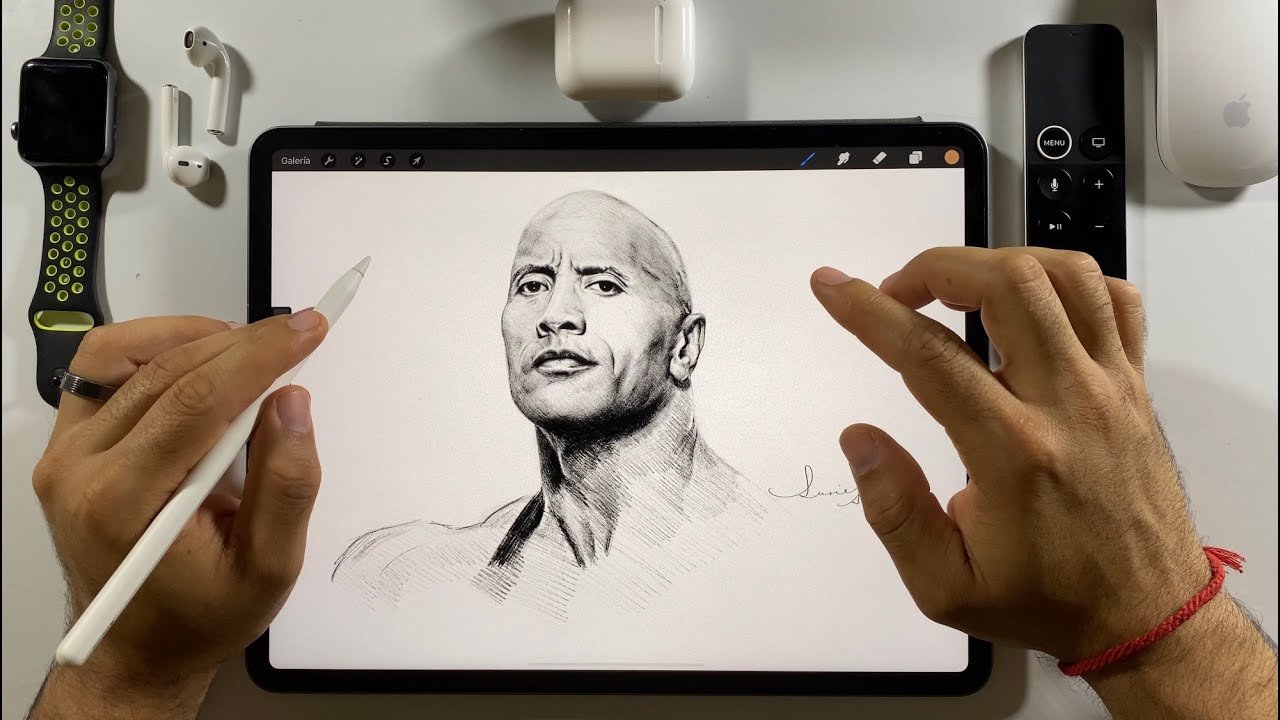 Drawing Dwayne Johnson 💪🏽 "The Rock"  on iPad Pro | suriel art